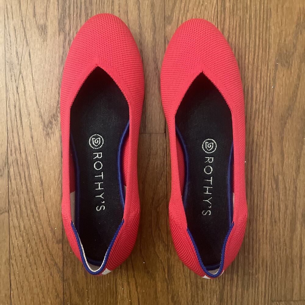 Rothy’s‎ The Flat Rare Hot Pink Heel Marina Stripe Size 8